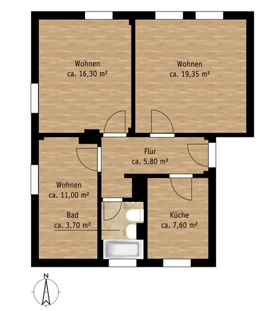 3 Zimmer Wohnung mit 63 m² in Pirna – Bild 3