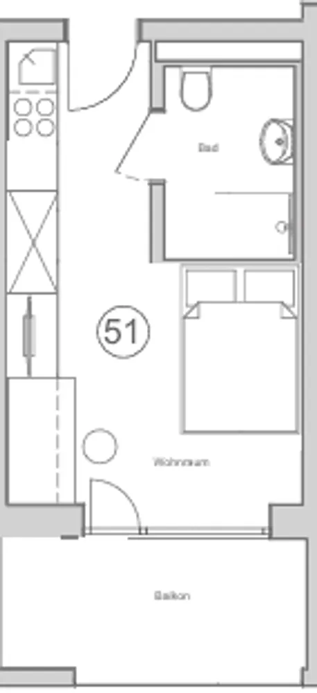 1 Zimmer Wohnung mit 21 m² in Stuttgart – Bild 2