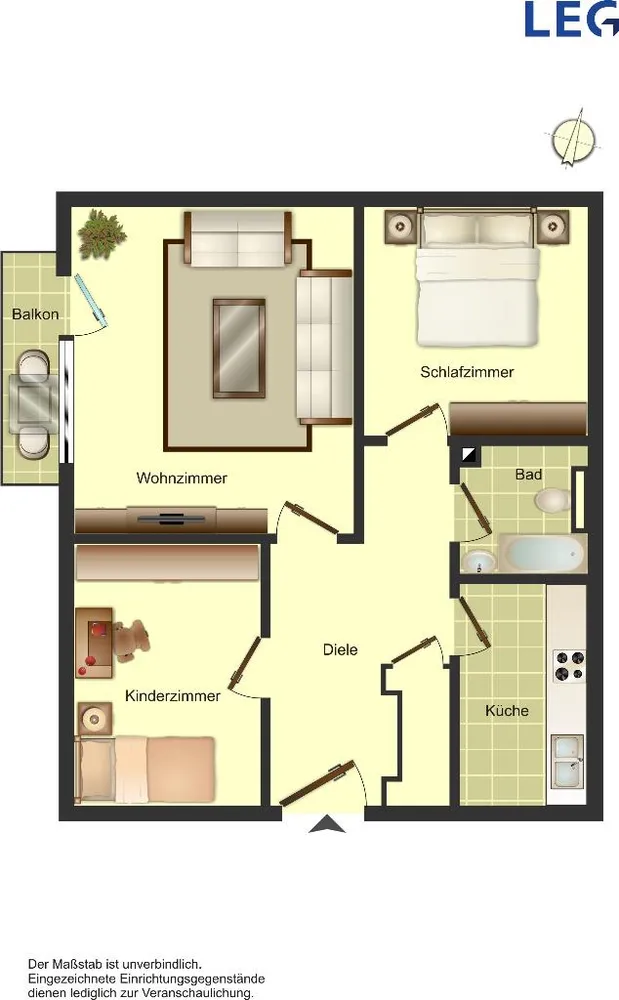 3 Zimmer Wohnung mit 48 m² in Hamm – Bild 2