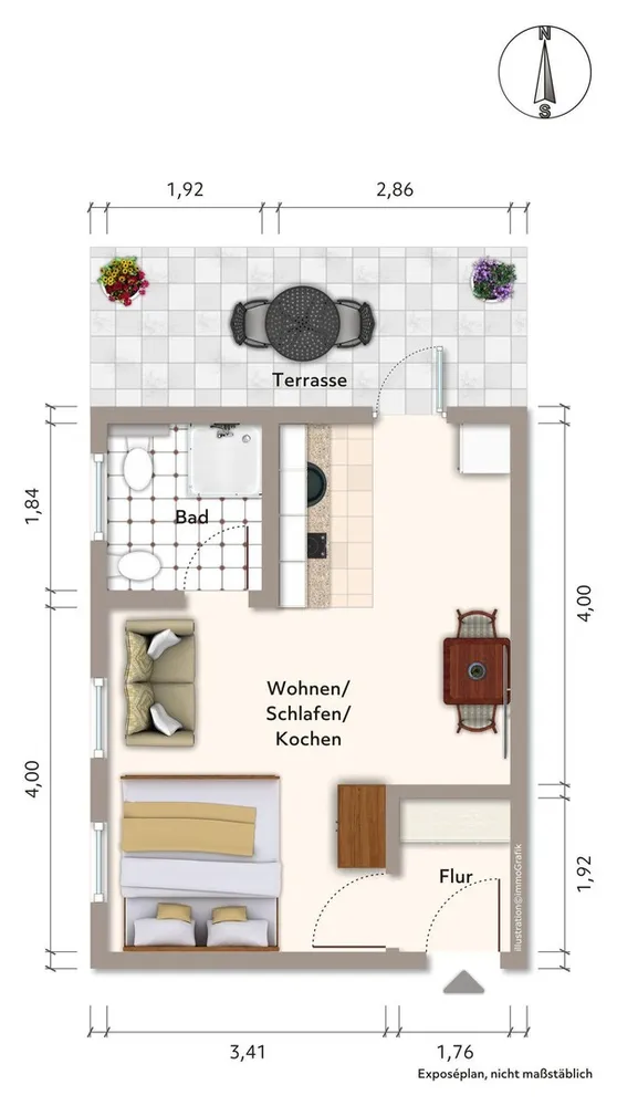 1 room apartment with 35 m² in Stendal – Photo 4