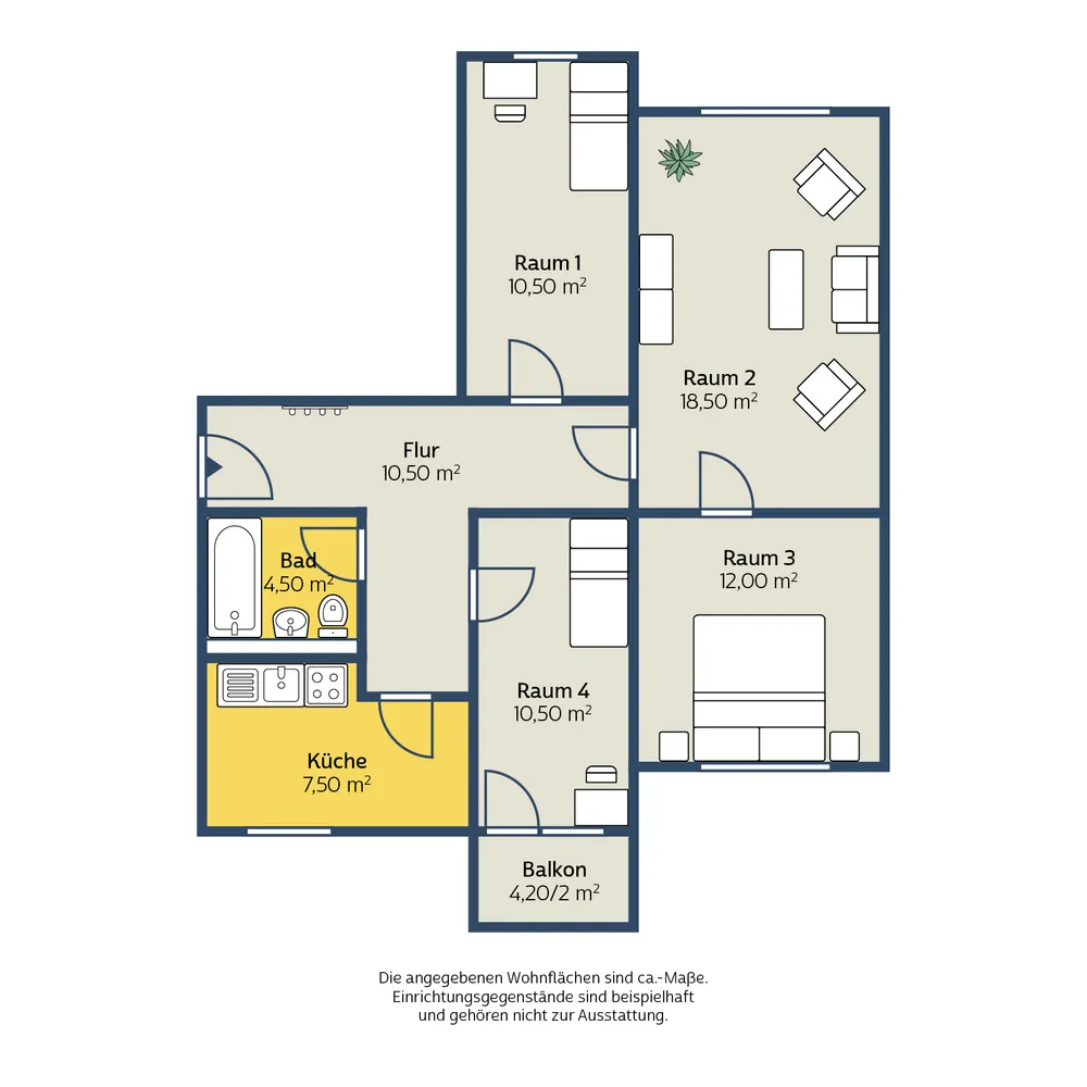 4 Zimmer Wohnung mit 75 m² in Leipzig – Bild 2