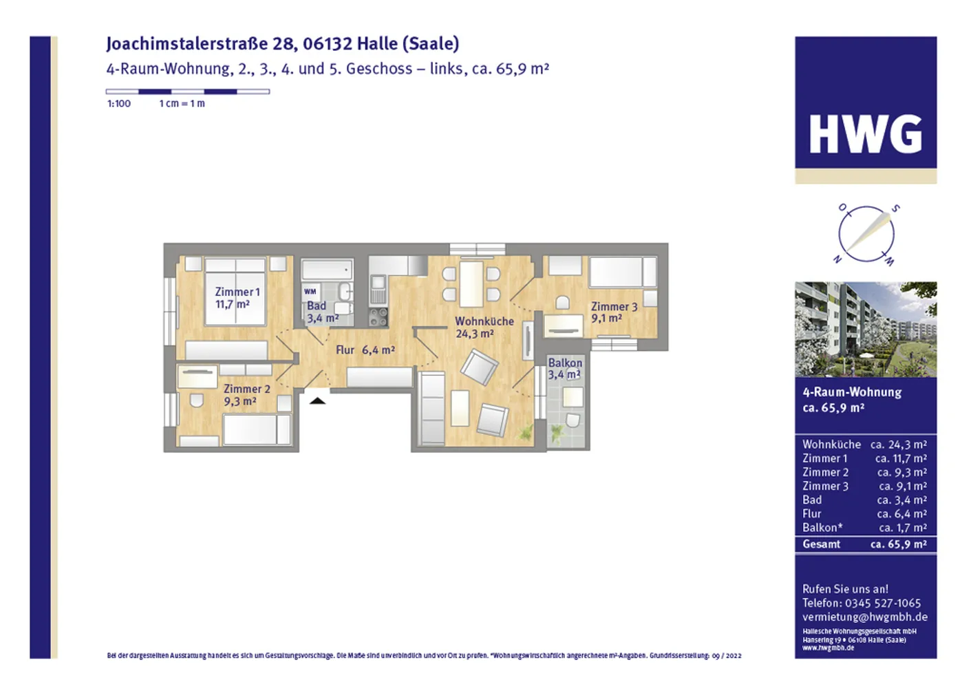 4 Zimmer Wohnung mit 66 m² in Halle (Saale) – Bild 3