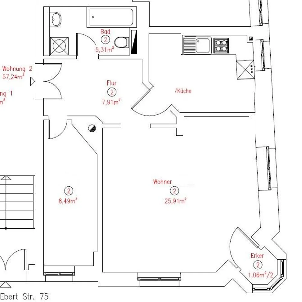 2 Zimmer Wohnung mit 57 m² in Leipzig – Bild 2