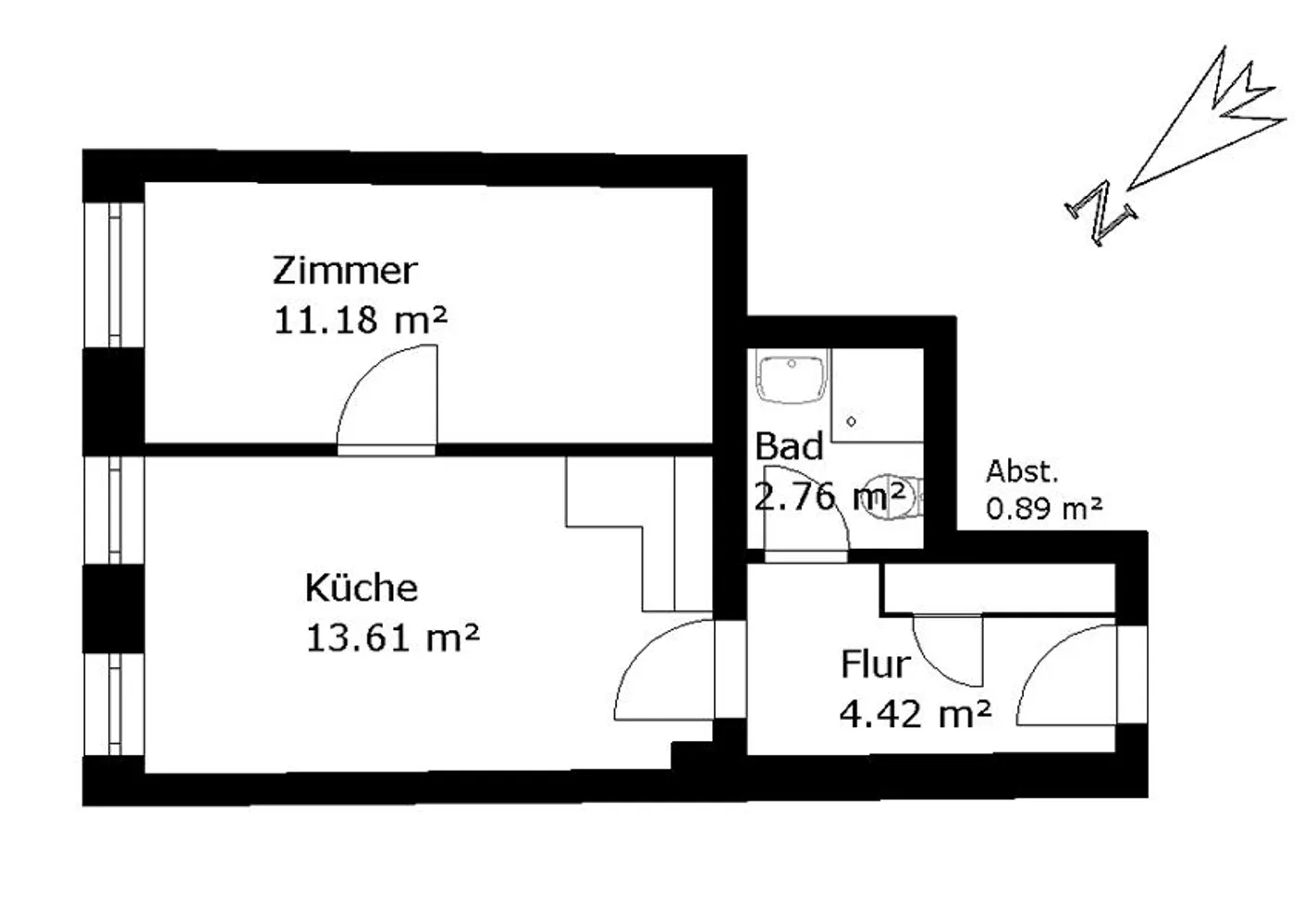 1 Zimmer Wohnung mit 33 m² in Hamburg – Bild 1