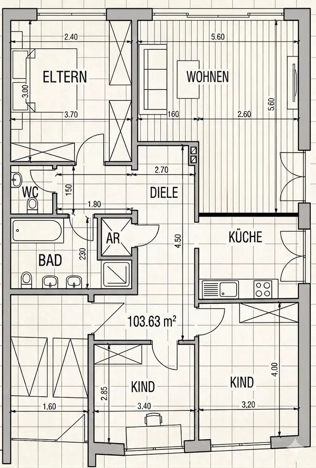 4 Zimmer Wohnung mit 104 m² in Meppen – Bild 5