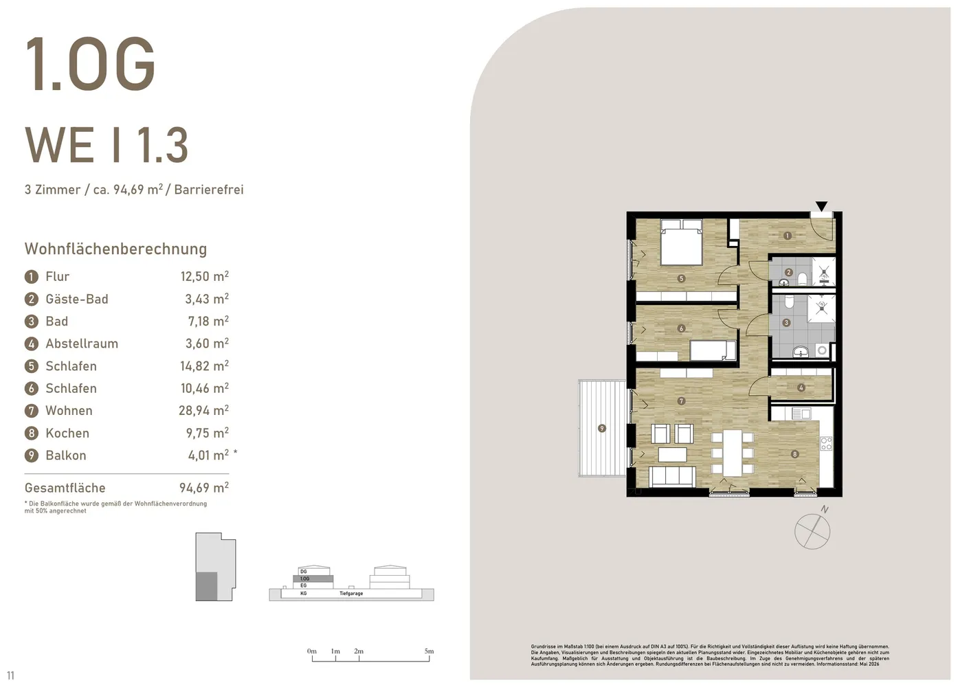 3 Zimmer Wohnung mit 95 m² in München – Bild 2