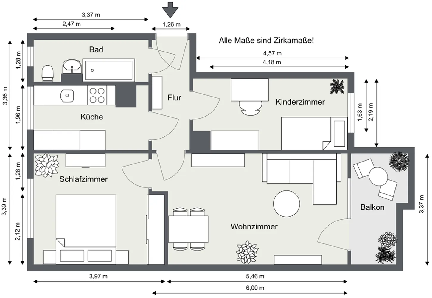 3 Zimmer Wohnung mit 59 m² in Gera – Bild 2
