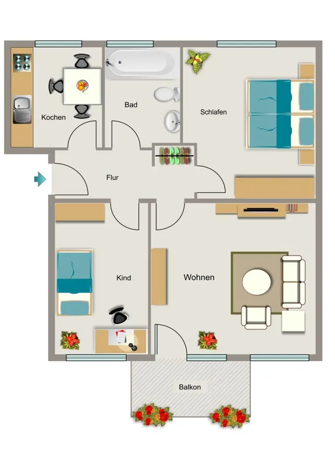 4 Zimmer Wohnung mit 56 m² in Moers – Bild 5