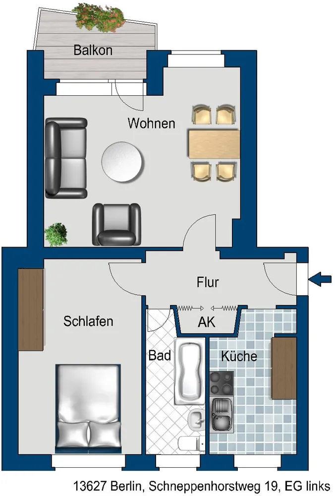 2 room apartment with 51 m² in Berlin – Photo 2