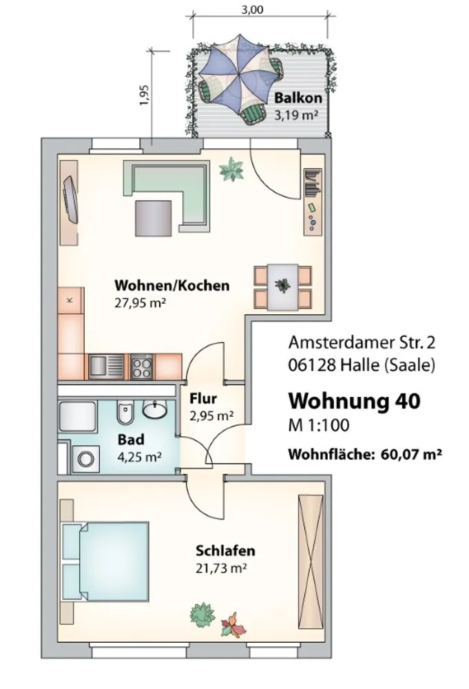 2 Zimmer Wohnung mit 60 m² in Halle (Saale) – Bild 8