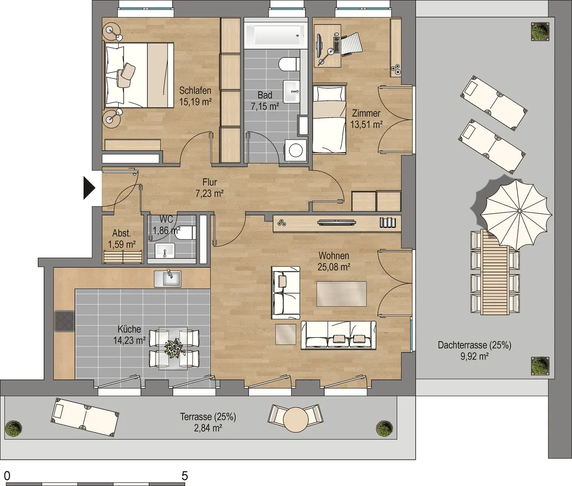 3 Zimmer Wohnung mit 99 m² in Frankfurt am Main – Bild 2
