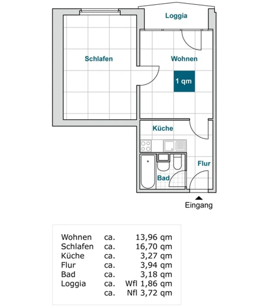 2 room apartment with 44 m² in Dresden – Photo 2
