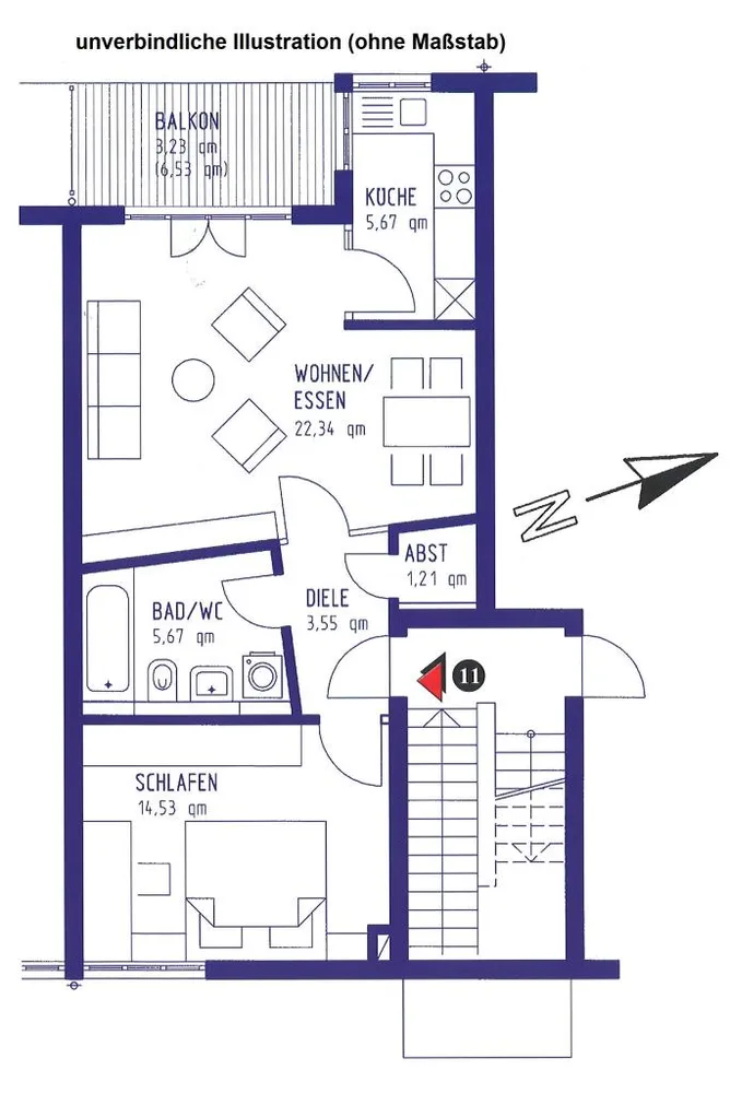 2 Zimmer Wohnung mit 56 m² in Esslingen am Neckar – Bild 2