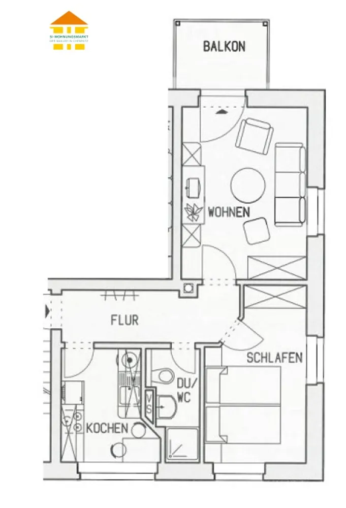 2 Zimmer Wohnung mit 44 m² in Chemnitz – Bild 3