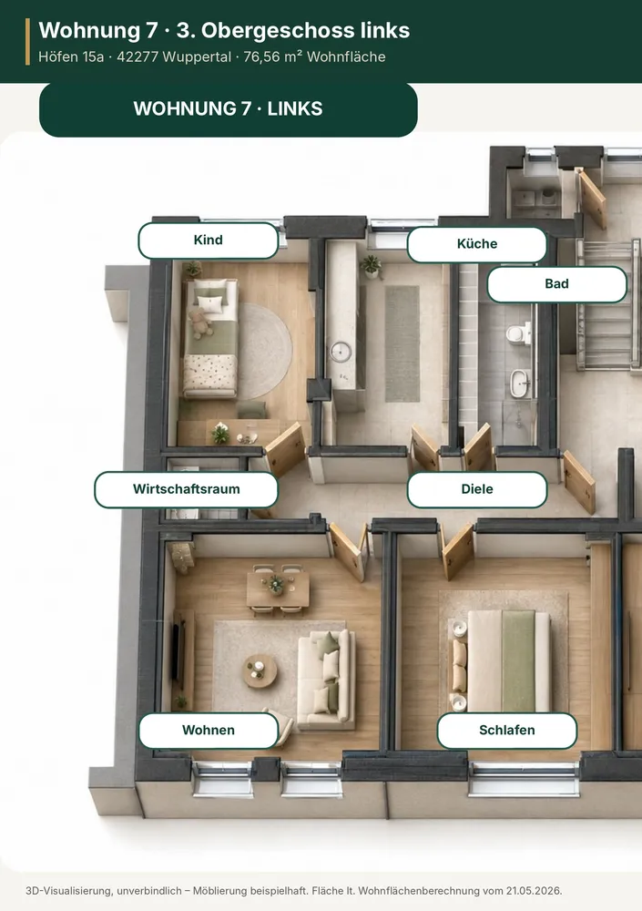 3 Zimmer Wohnung mit 77 m² in Wuppertal – Bild 1