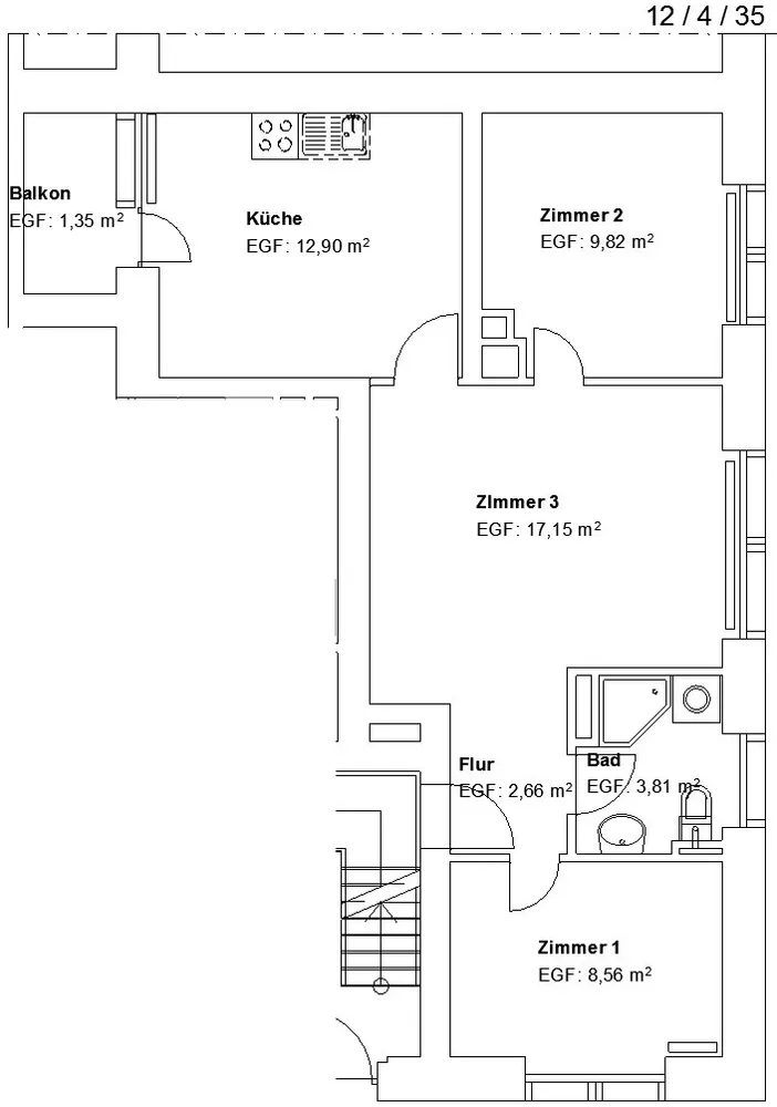 3 Zimmer Wohnung mit 56 m² in Kassel – Bild 2