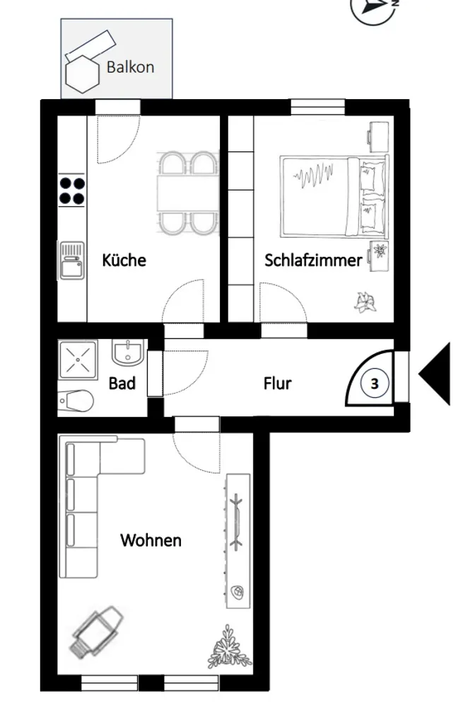 2 room apartment with 59 m² in Chemnitz – Photo 11
