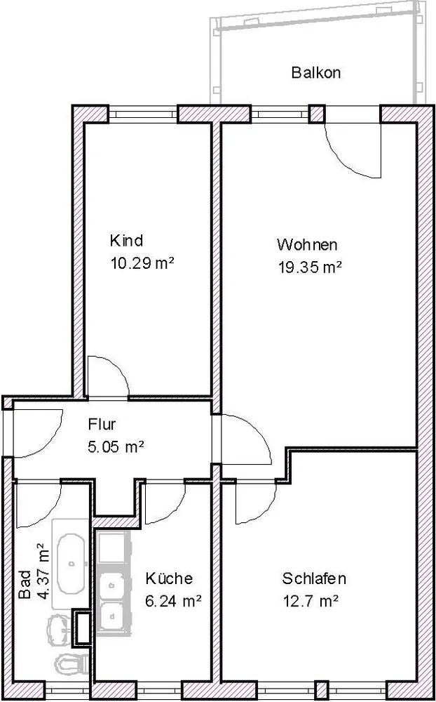 3 room apartment with 59 m² in Magdeburg – Photo 2