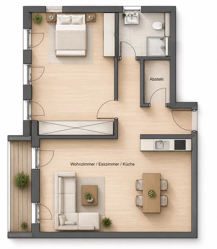 2 room apartment with 60 m² in Frankfurt am Main – Photo 2