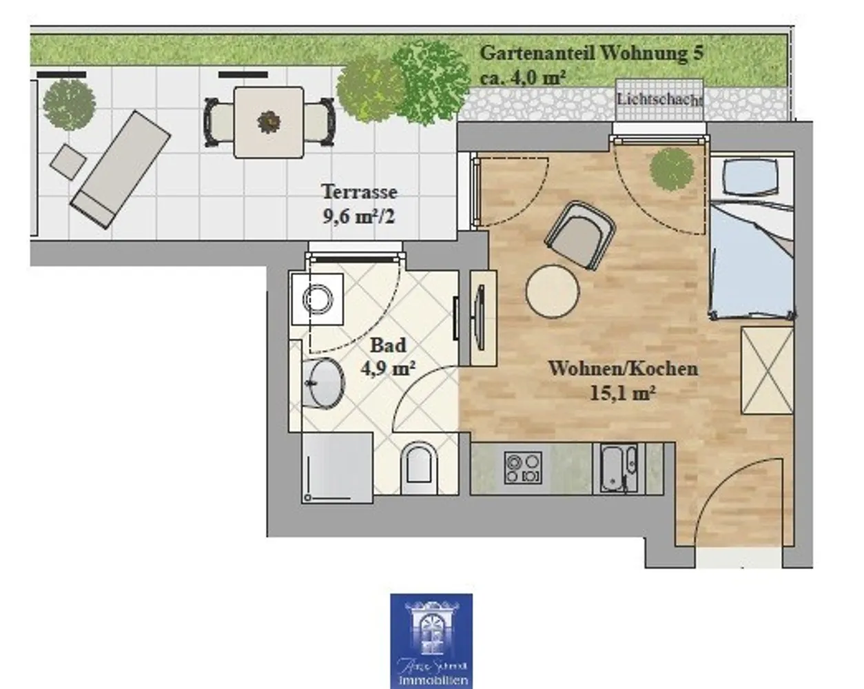 1 Zimmer Wohnung mit 25 m² in Dresden – Bild 2