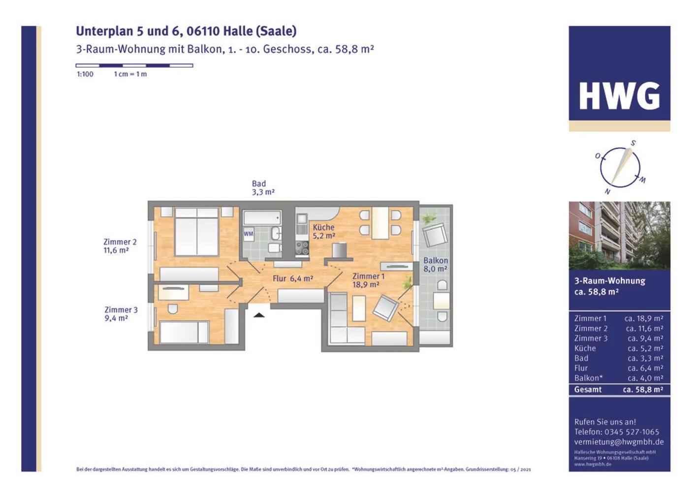 3 Zimmer Wohnung mit 59 m² in Halle (Saale) – Bild 5