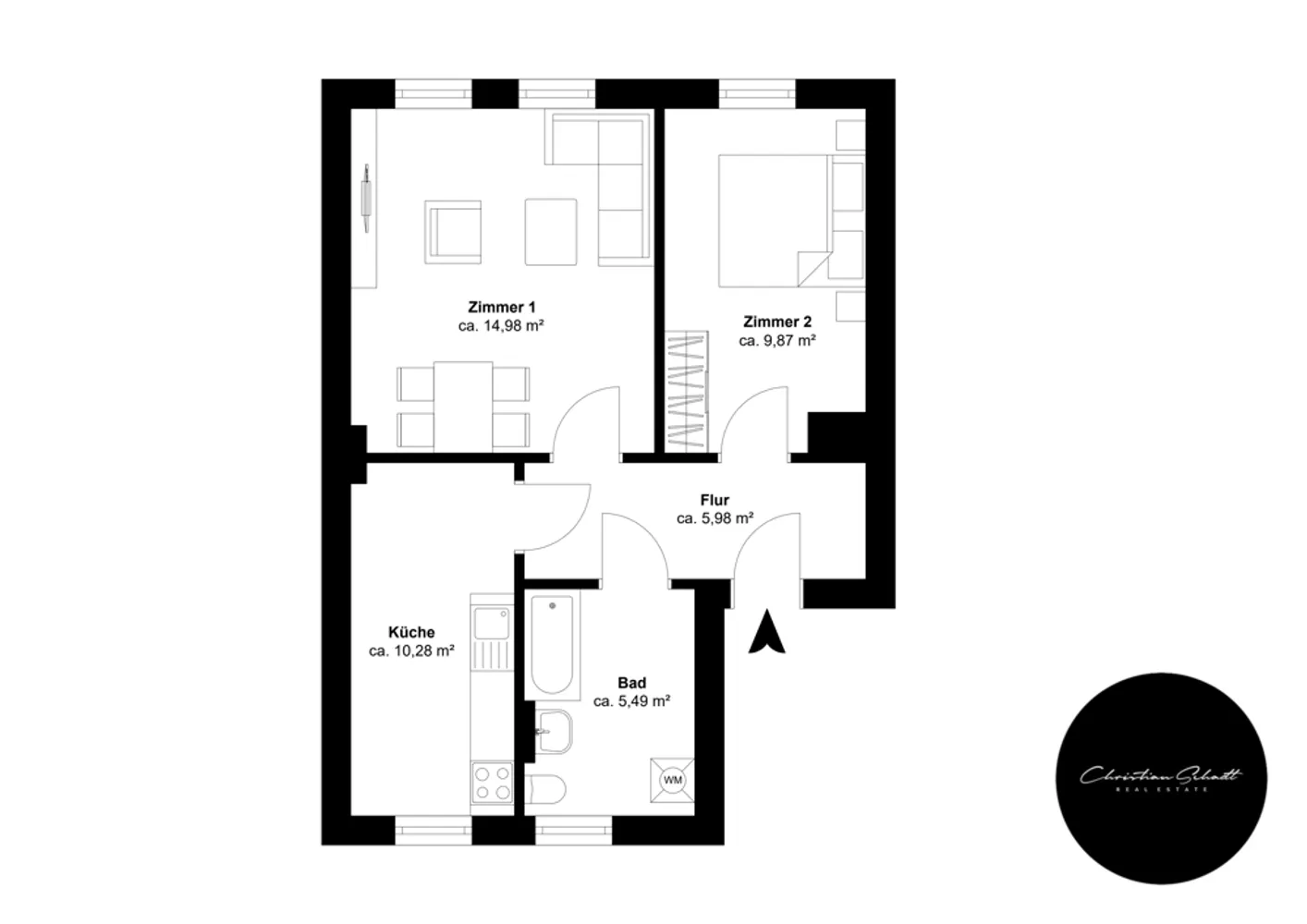 2 Zimmer Wohnung mit 46 m² in Leipzig – Bild 2