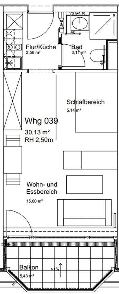 1 Zimmer Wohnung mit 30 m² in Darmstadt – Bild 10