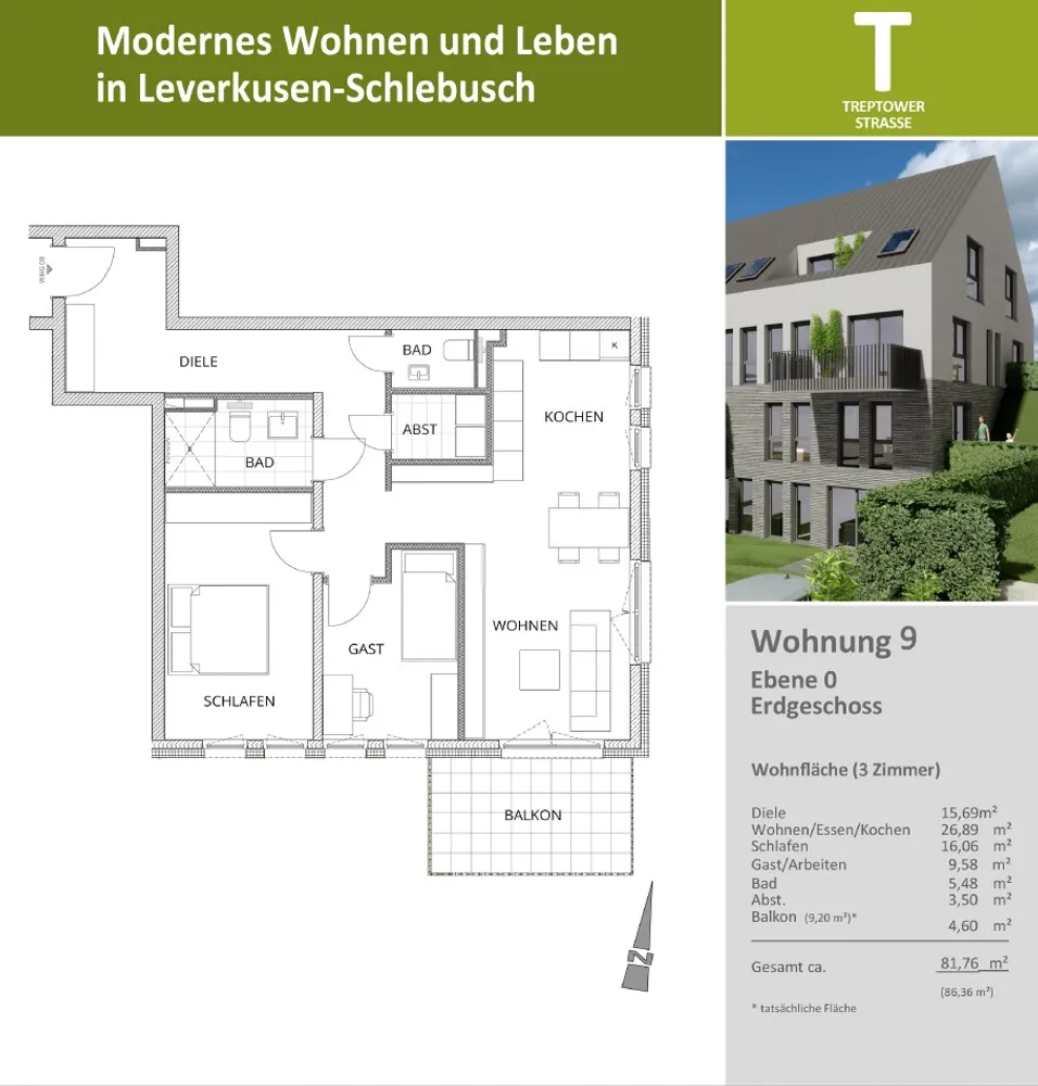 3 Zimmer Wohnung mit 82 m² in Leverkusen – Bild 3