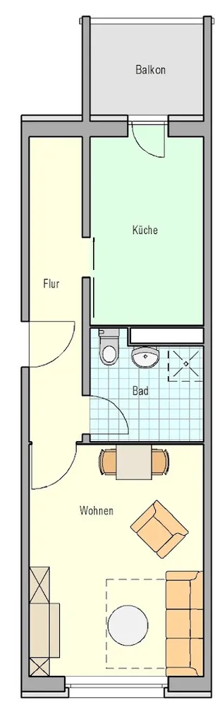 1 Zimmer Wohnung mit 37 m² in Rostock – Bild 2