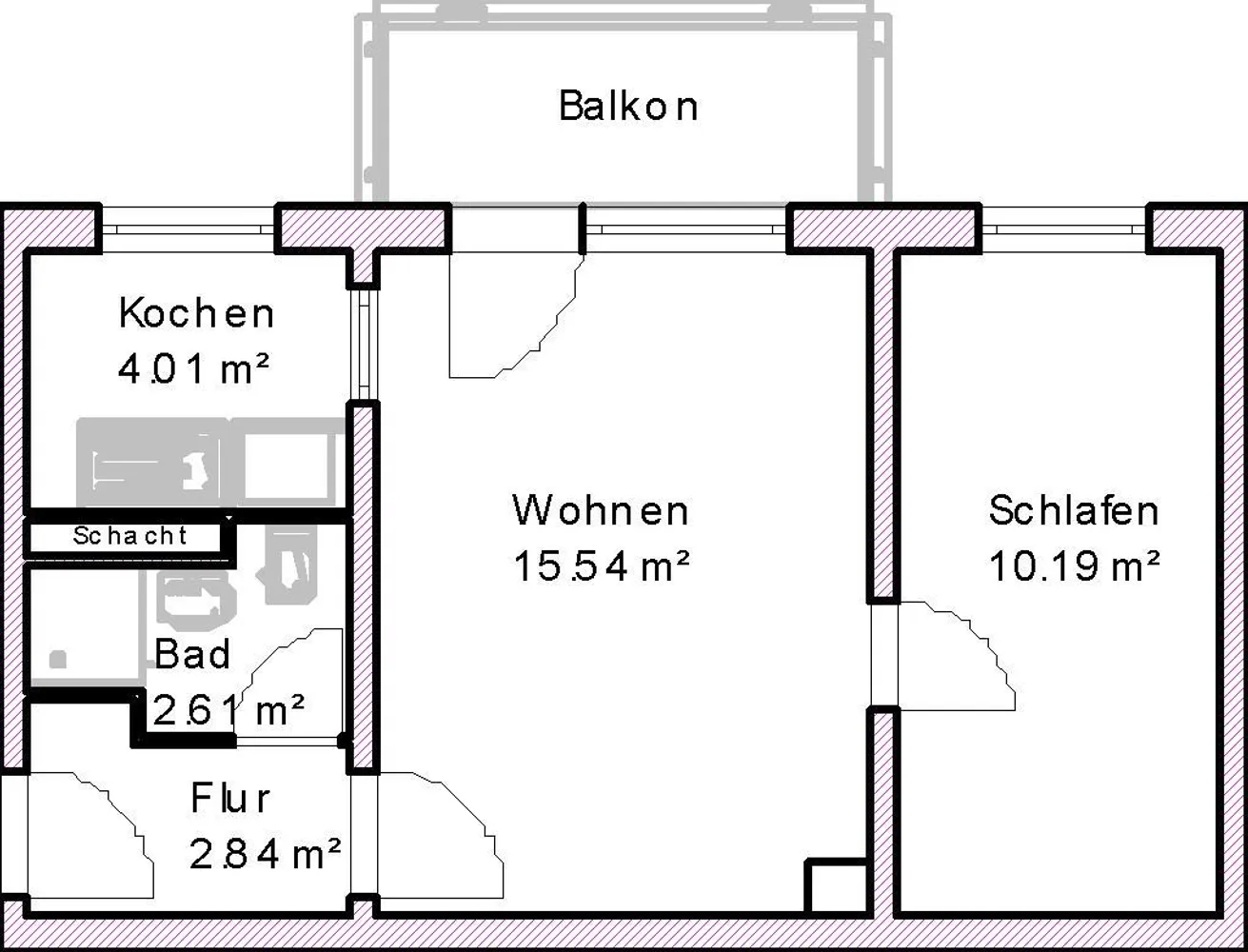 2 Zimmer Wohnung mit 37 m² in Magdeburg – Bild 2