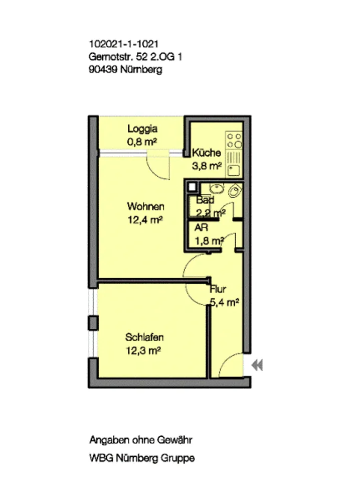 2 Zimmer Wohnung mit 39 m² in Nürnberg – Bild 1
