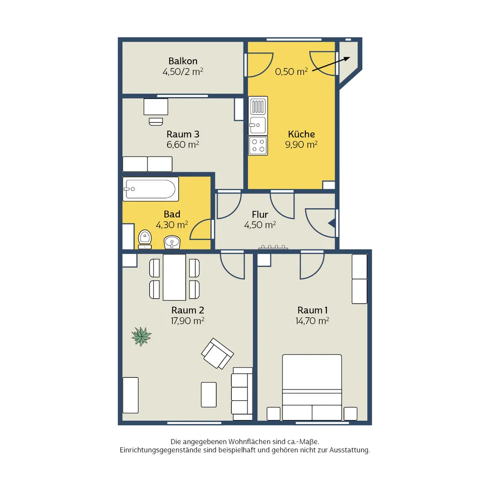 3 Zimmer Wohnung mit 61 m² in Leipzig – Bild 2