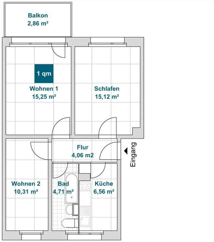 3 Zimmer Wohnung mit 59 m² in Dresden – Bild 2