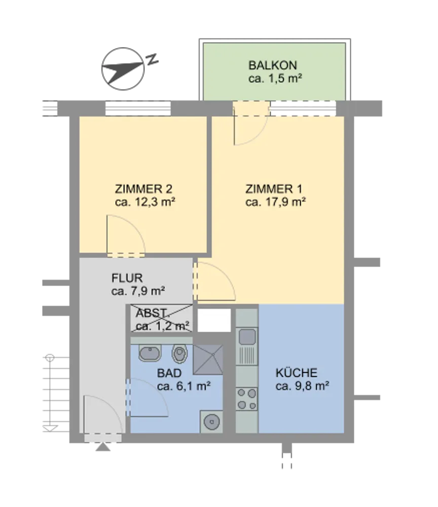 2 Zimmer Wohnung mit 57 m² in Hamburg – Bild 2