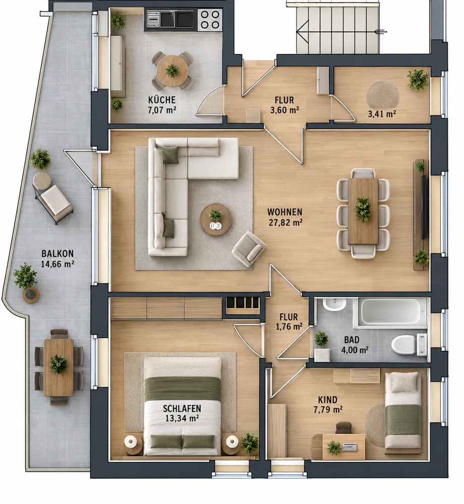 3 Zimmer Wohnung mit 76 m² in Hamburg – Bild 1