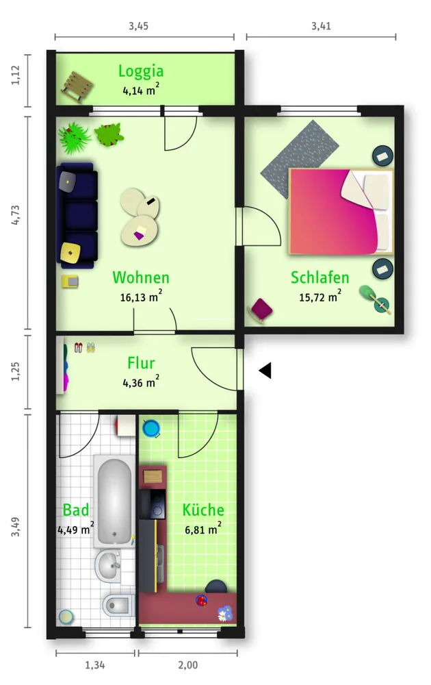 2 Zimmer Wohnung mit 49 m² in Halle (Saale) – Bild 5