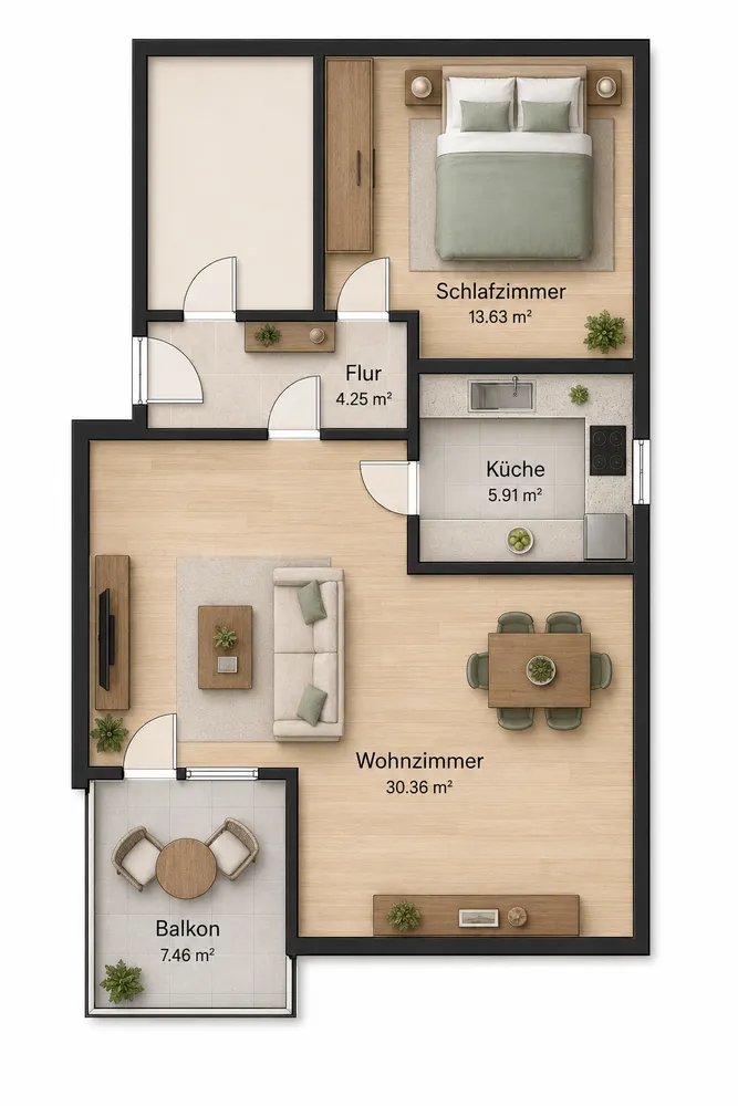 2 room apartment with 51 m² in Chemnitz – Photo 2