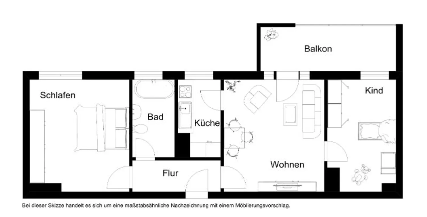 3 Zimmer Wohnung mit 57 m² in Düsseldorf – Bild 2