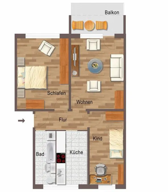 3 Zimmer Wohnung mit 60 m² in Weißenfels – Bild 3