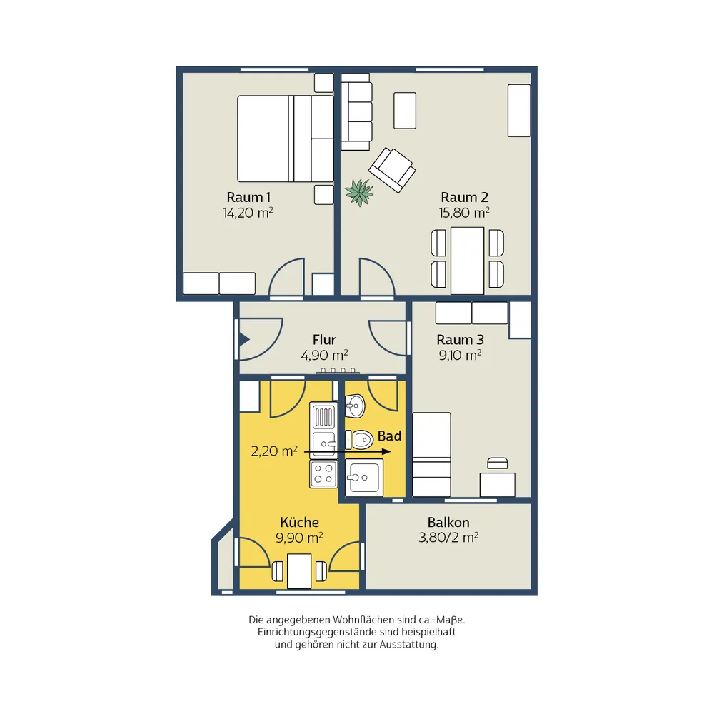 3 Zimmer Wohnung mit 58 m² in Leipzig – Bild 2