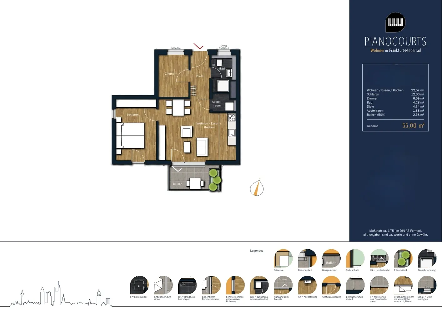 3 Zimmer Wohnung mit 55 m² in Frankfurt am Main – Bild 2