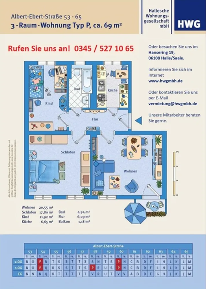 3 Zimmer Wohnung mit 67 m² in Halle (Saale) – Bild 2