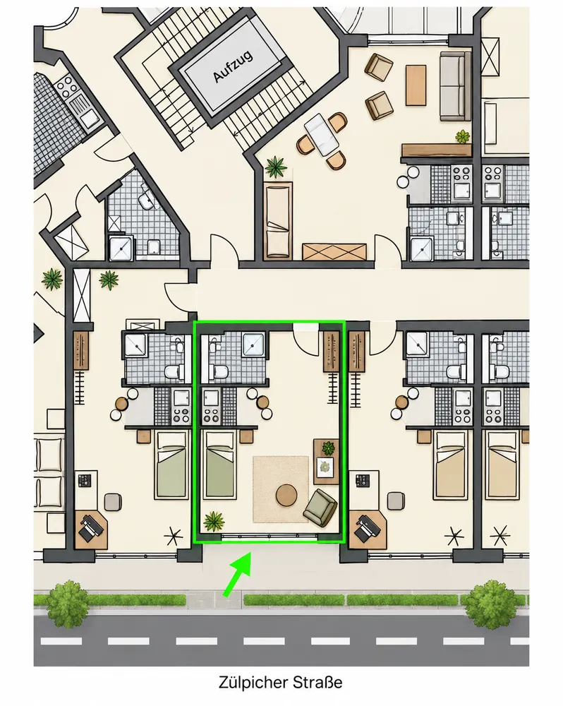 1 Zimmer Wohnung mit 22 m² in Köln – Bild 2