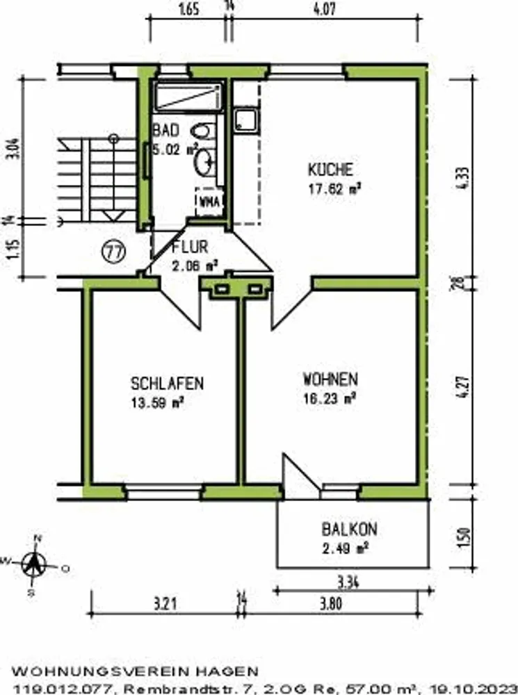 3 Zimmer Wohnung mit 57 m² in Hagen – Bild 3