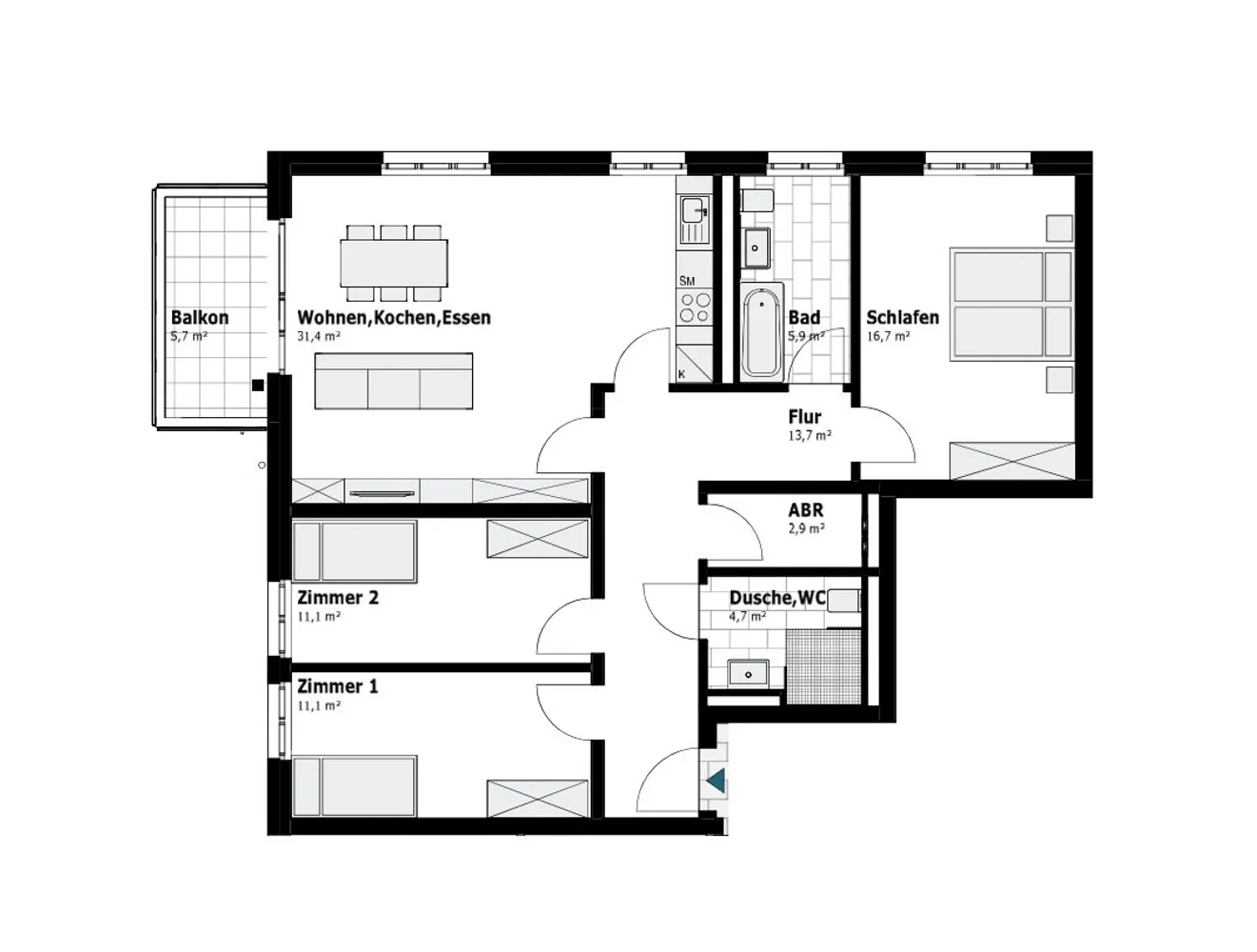 4 Zimmer Wohnung mit 101 m² in Duisburg – Bild 6
