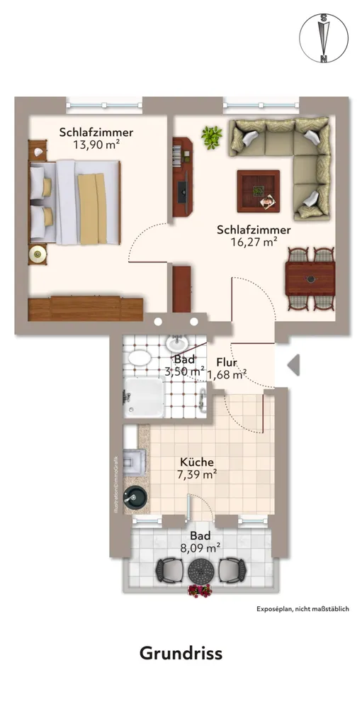 2 room apartment with 47 m² in Magdeburg – Photo 4
