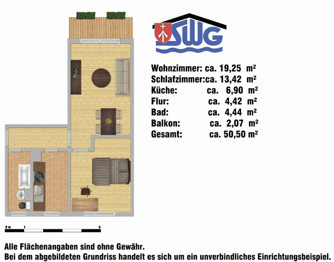 2 Zimmer Wohnung mit 51 m² in Stralsund – Bild 2