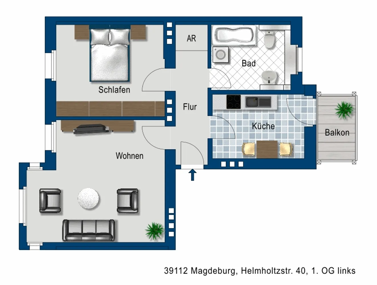 2 room apartment with 61 m² in Magdeburg – Photo 2