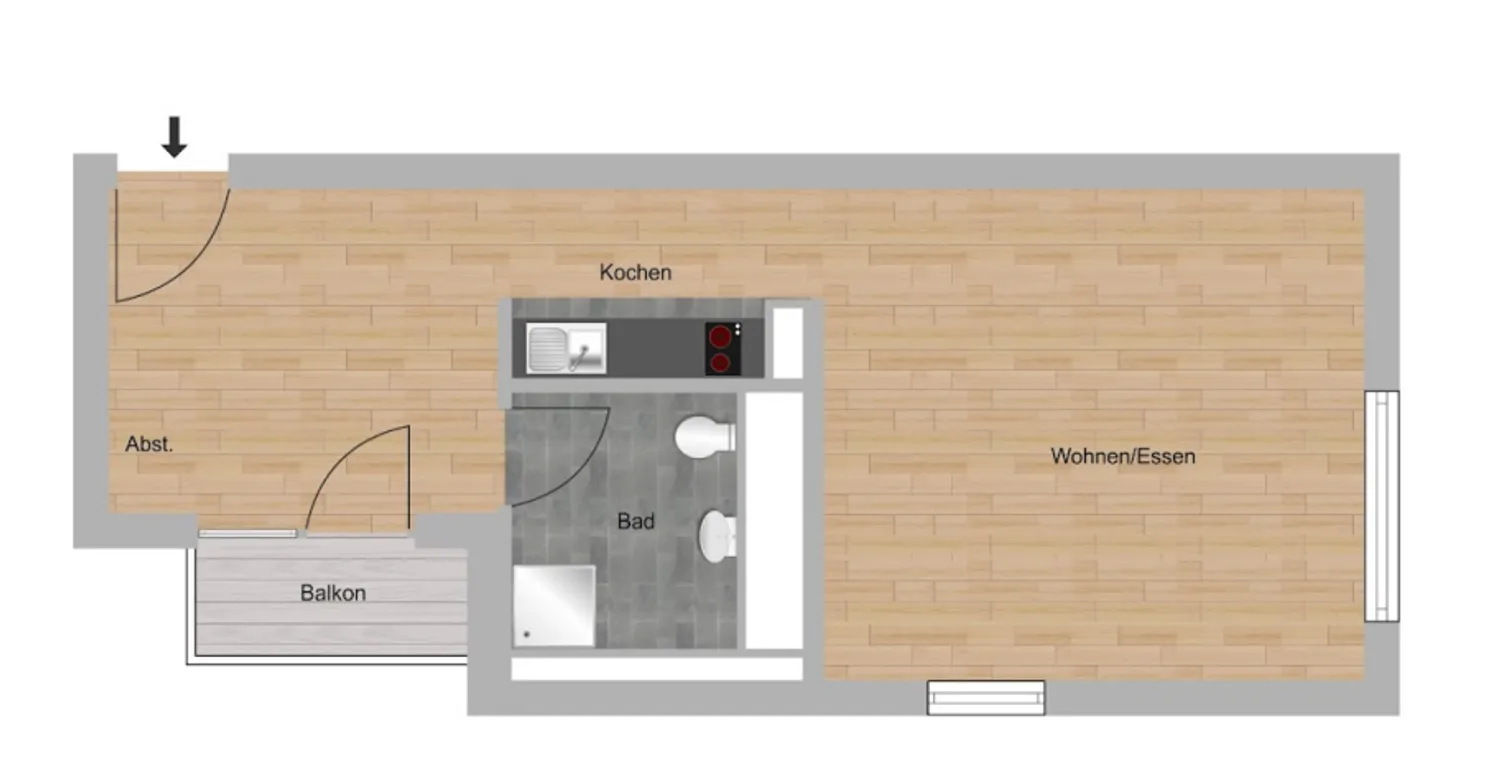 1 Zimmer Wohnung mit 30 m² in Frankfurt am Main – Bild 3