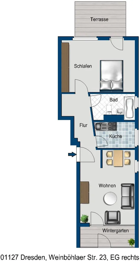 2 Zimmer Wohnung mit 59 m² in Dresden – Bild 1